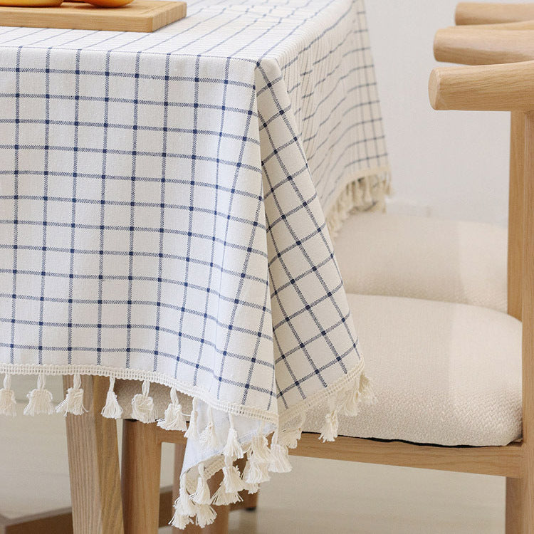 Simple Print Tablecloth with Lace or Tassel Trim