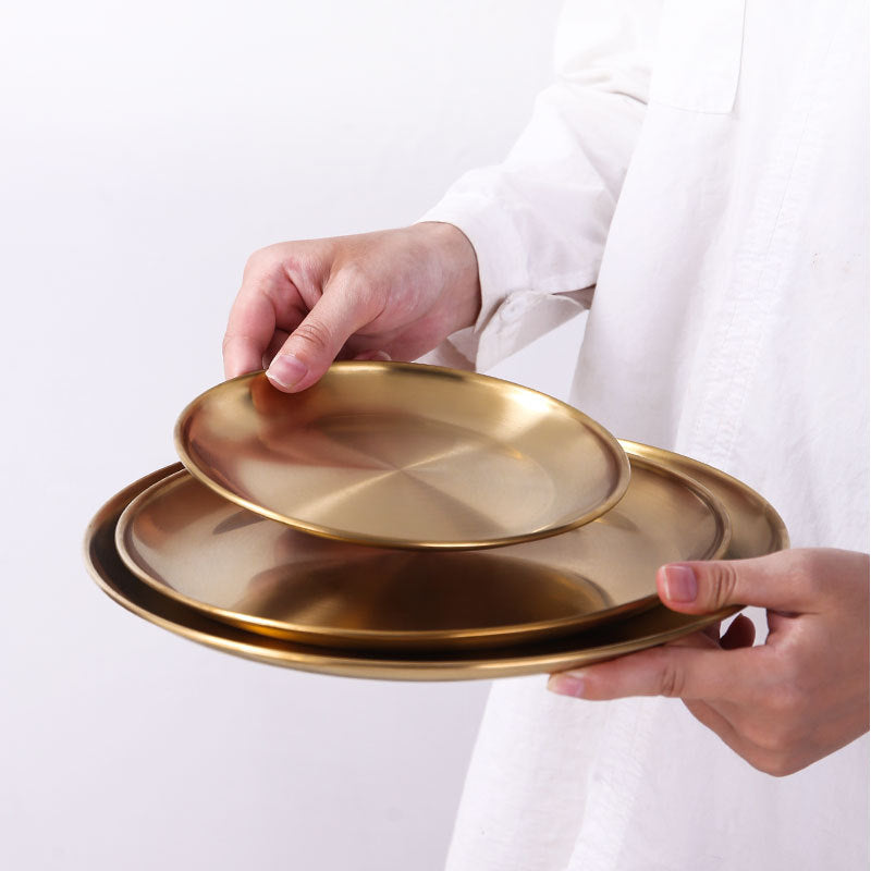 Retro Stainless Steel Dinner Plates