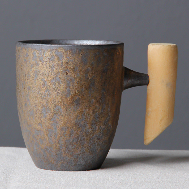 Rustic Ceramic Mug with Wood Handle