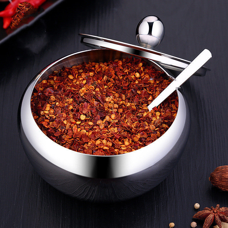 Stainless Steel Seasoning Bowl with Lid and Spoon