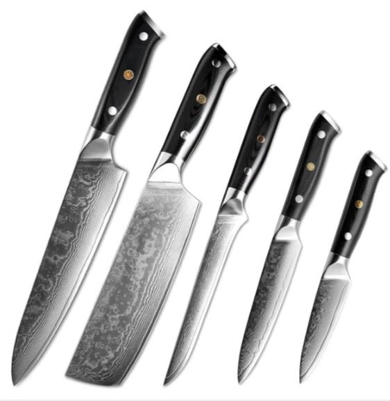 Japanese Damascus Steel Kitchen Knife or Knife Set