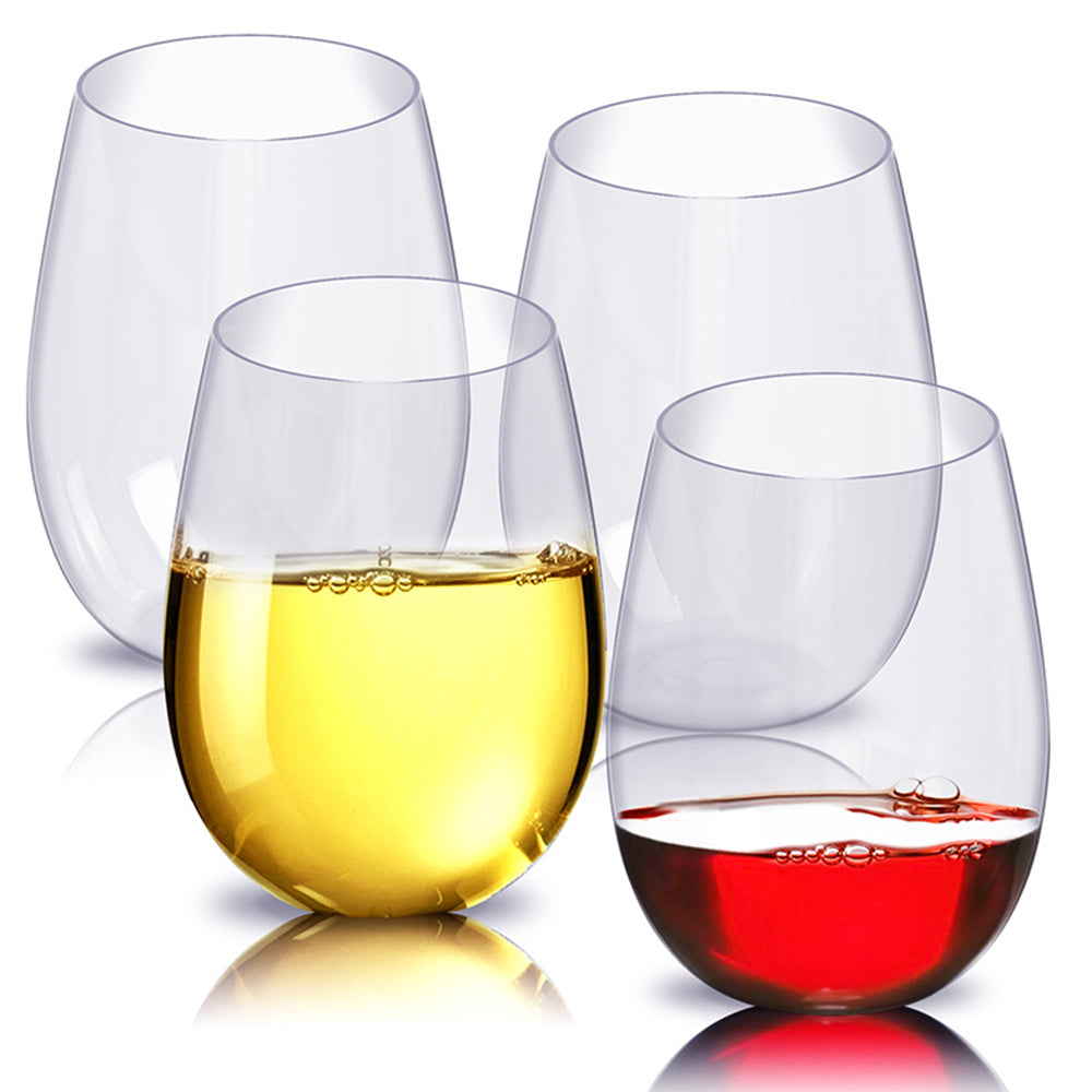 Shatterproof Clear Plastic Wine Glass Set