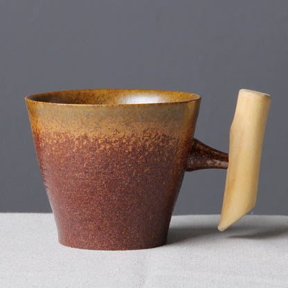 Rustic Ceramic Mug with Wood Handle