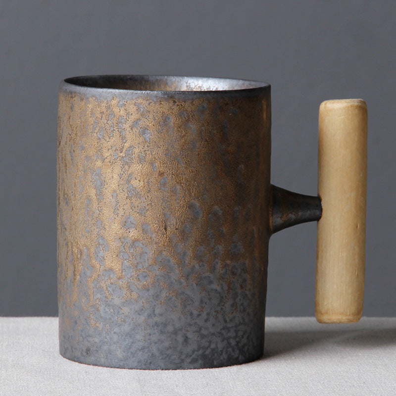 Rustic Ceramic Mug with Wood Handle