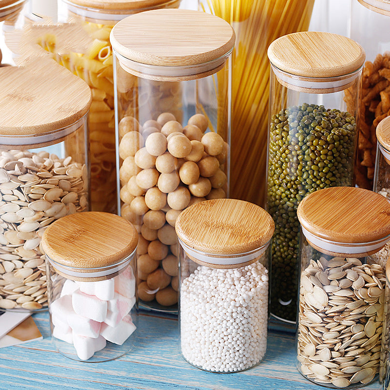 Round Glass Storage with Wood Lid