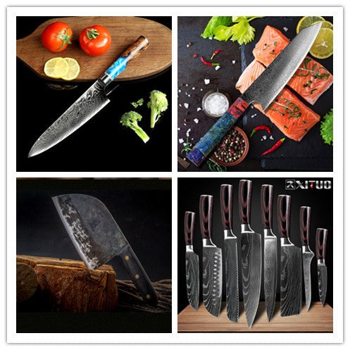 Damascus Steel Kitchen Knife Set - Professional Kitchen Knives