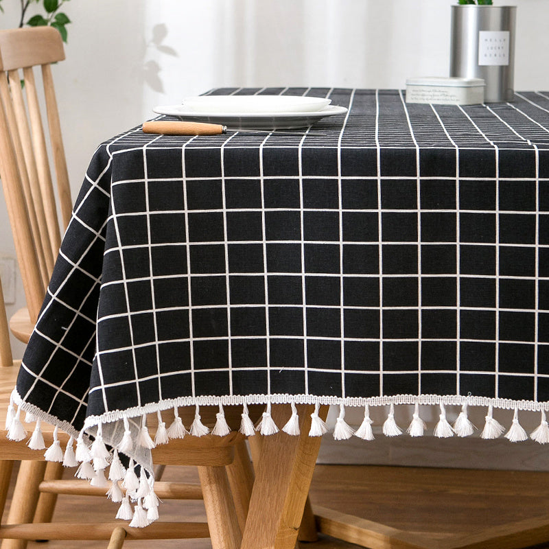 Simple Print Tablecloth with Lace or Tassel Trim