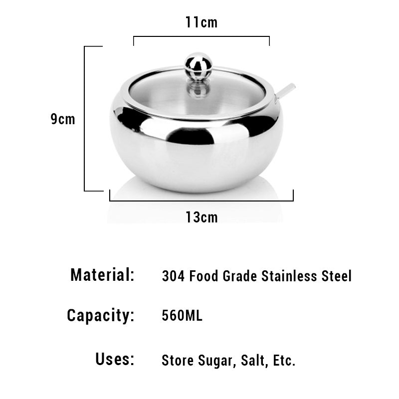 Stainless Steel Seasoning Bowl with Lid and Spoon