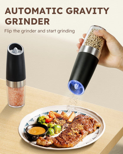 Automatic Gravity Electric Salt And Pepper Grinder Set With LED Light