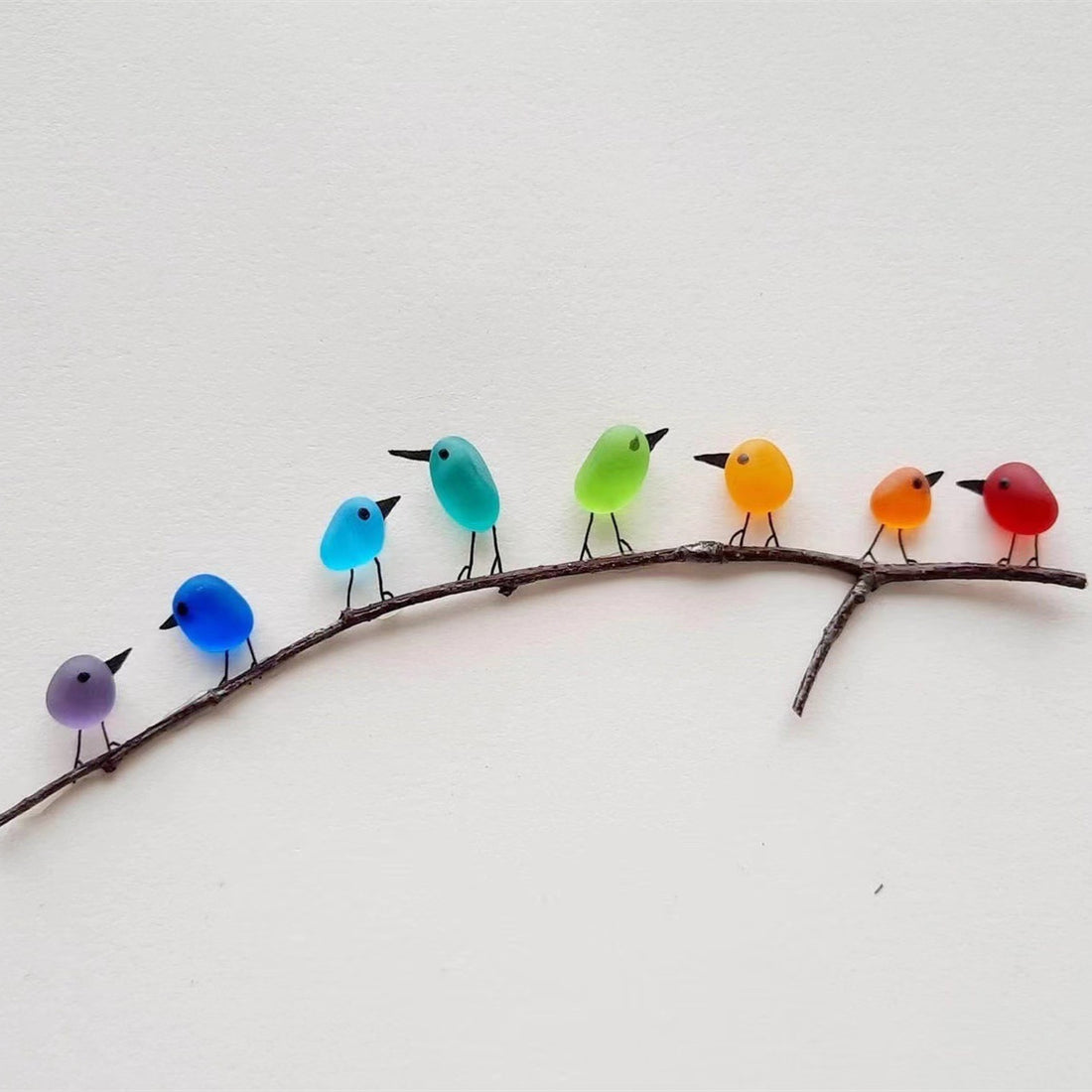 Sea Glass Rainbow Bird Wall Hanging