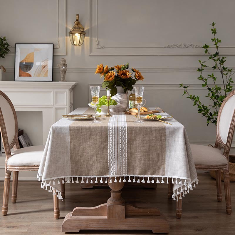 Double Stripe Jacquard Rectangular Tablecloth - Tableware