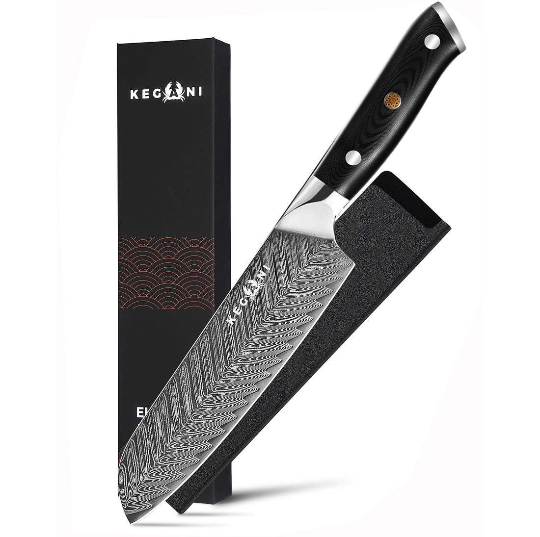 Kegani Japanese Santoku  7 Inch Knife, 73 Layers AUS-10 Damascus Steel