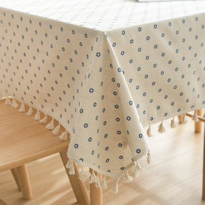 Simple Print Tablecloth with Lace or Tassel Trim