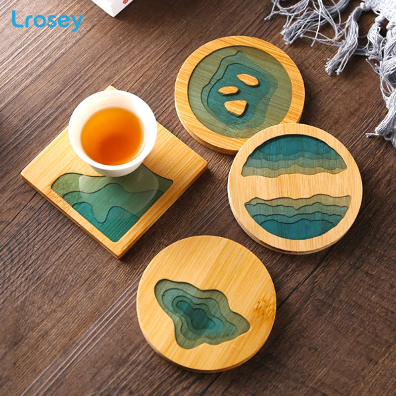 Stylish Bamboo and Resin Coaster Set for Elegant Table Protection