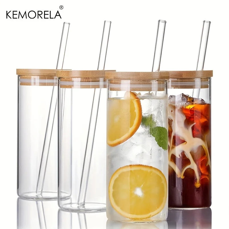 Borosilicate Glass Tumbler with Bamboo Lid and Straw - Tableware