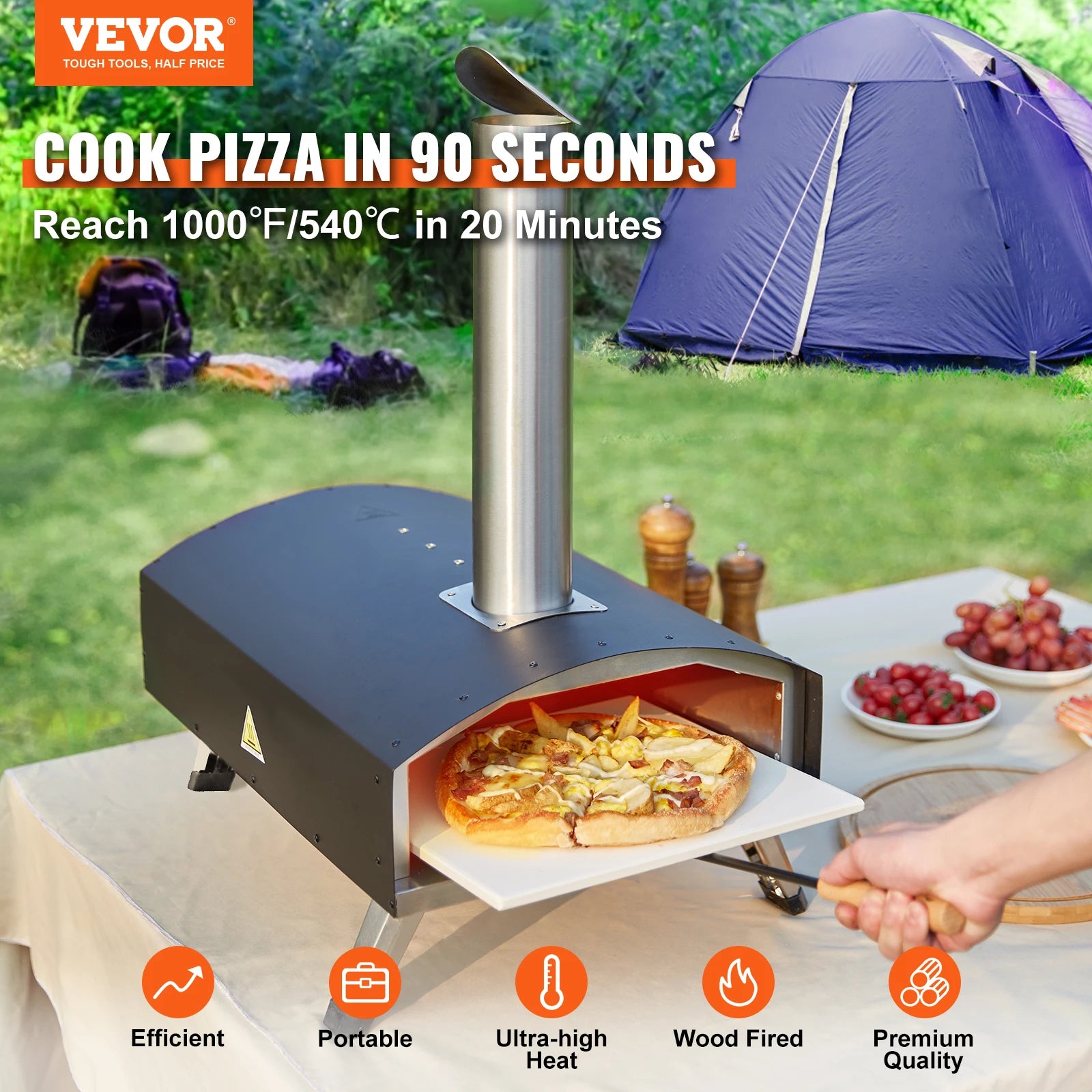 Outdoor Pellet or Charcoal Fired Stainless Steel Pizza Oven