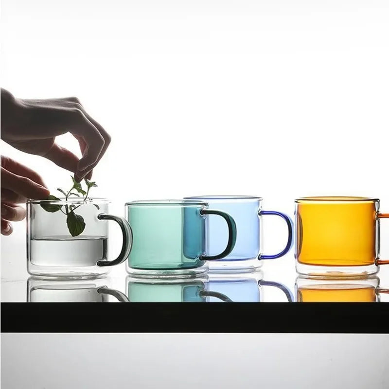 Stylish Colored Glass Coffee Cup for a Unique Drinking Experience