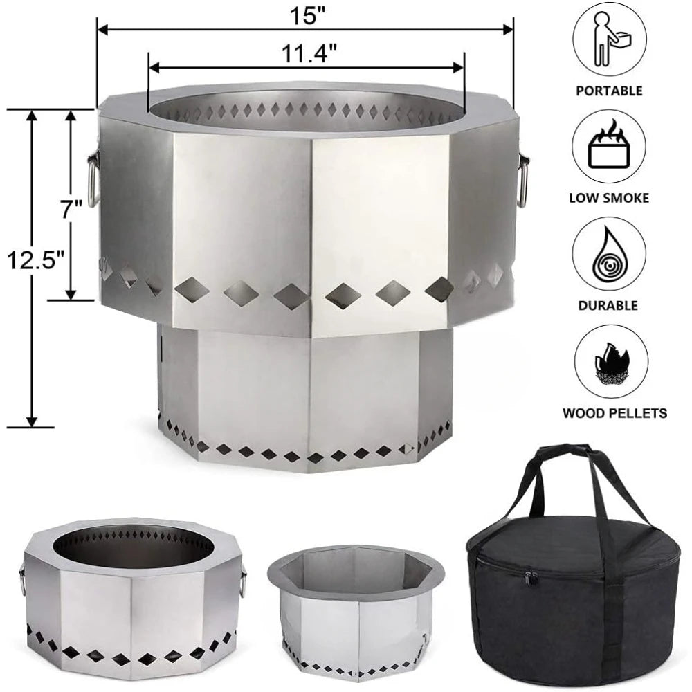 Stainless Steel Smoke-Free Firepit