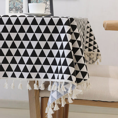 Simple Print Tablecloth with Lace or Tassel Trim