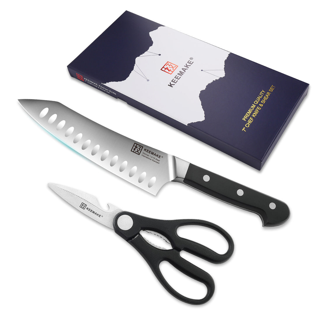 2pcs Chef Knife and Kitchen Shear Set - Precision Cutting Tools