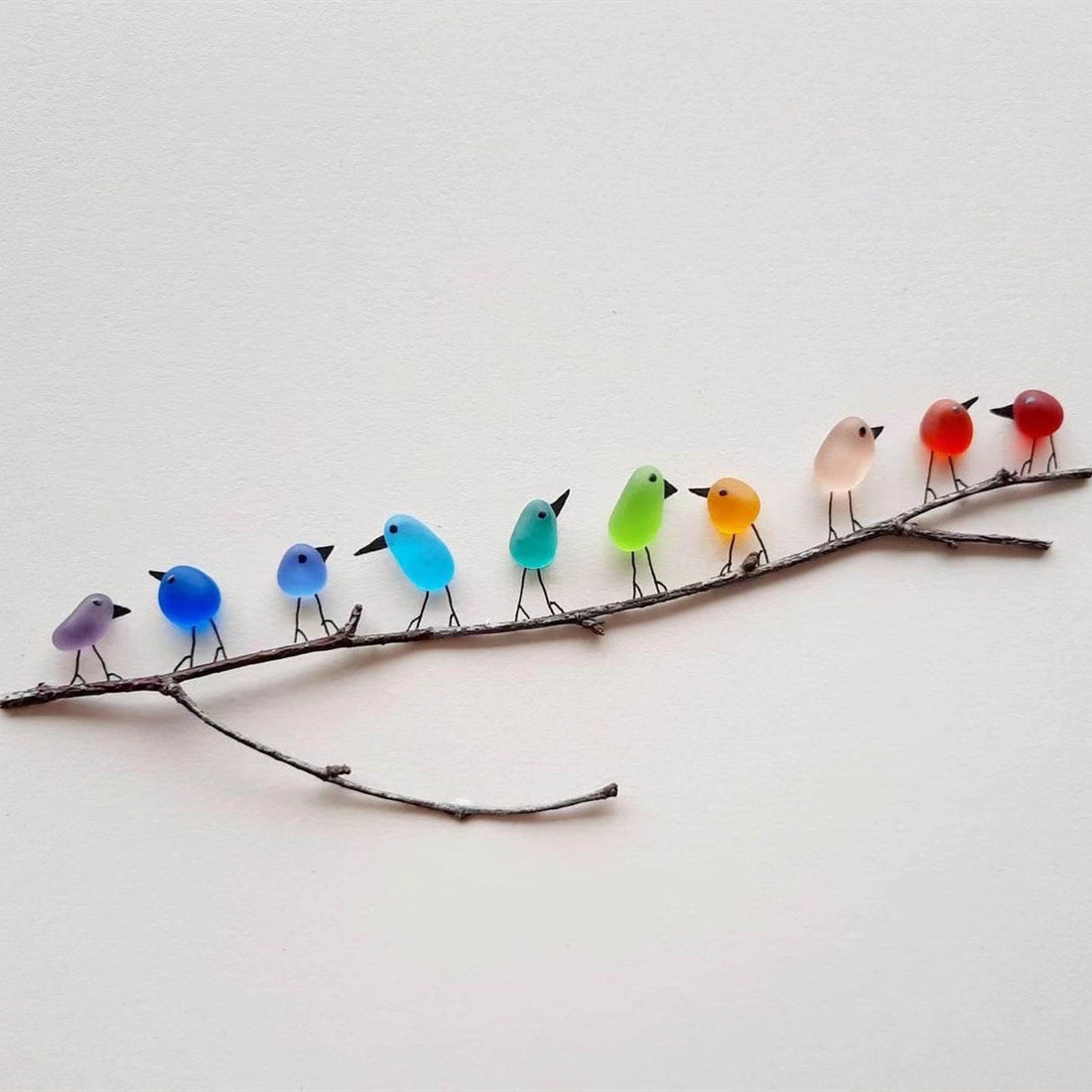 Sea Glass Rainbow Bird Wall Hanging