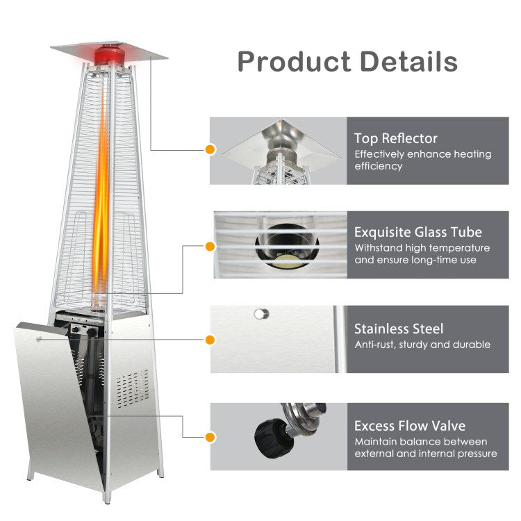 42000 BTU Pyramid Patio Heater with Wheels - Efficient Outdoor Heating