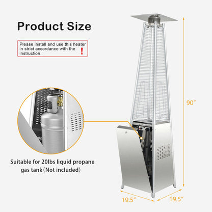 42000 BTU Pyramid Patio Heater with Wheels - Efficient Outdoor Heating