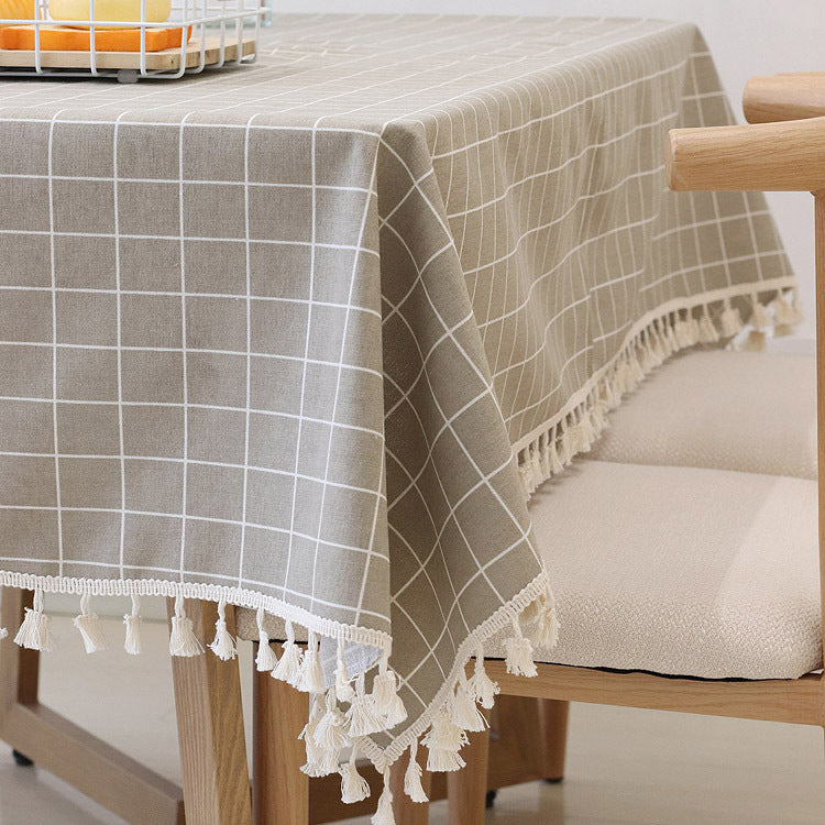 Simple Print Tablecloth with Lace or Tassel Trim