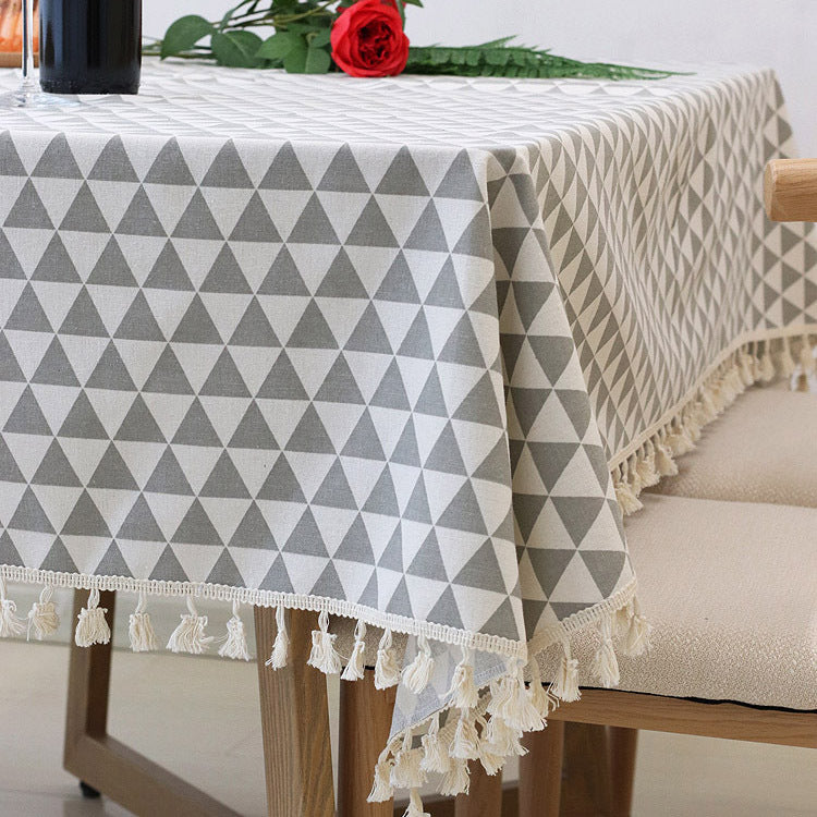 Simple Print Tablecloth with Lace or Tassel Trim