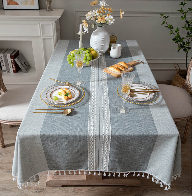Double Stripe Jacquard Rectangular Tablecloth - Tableware
